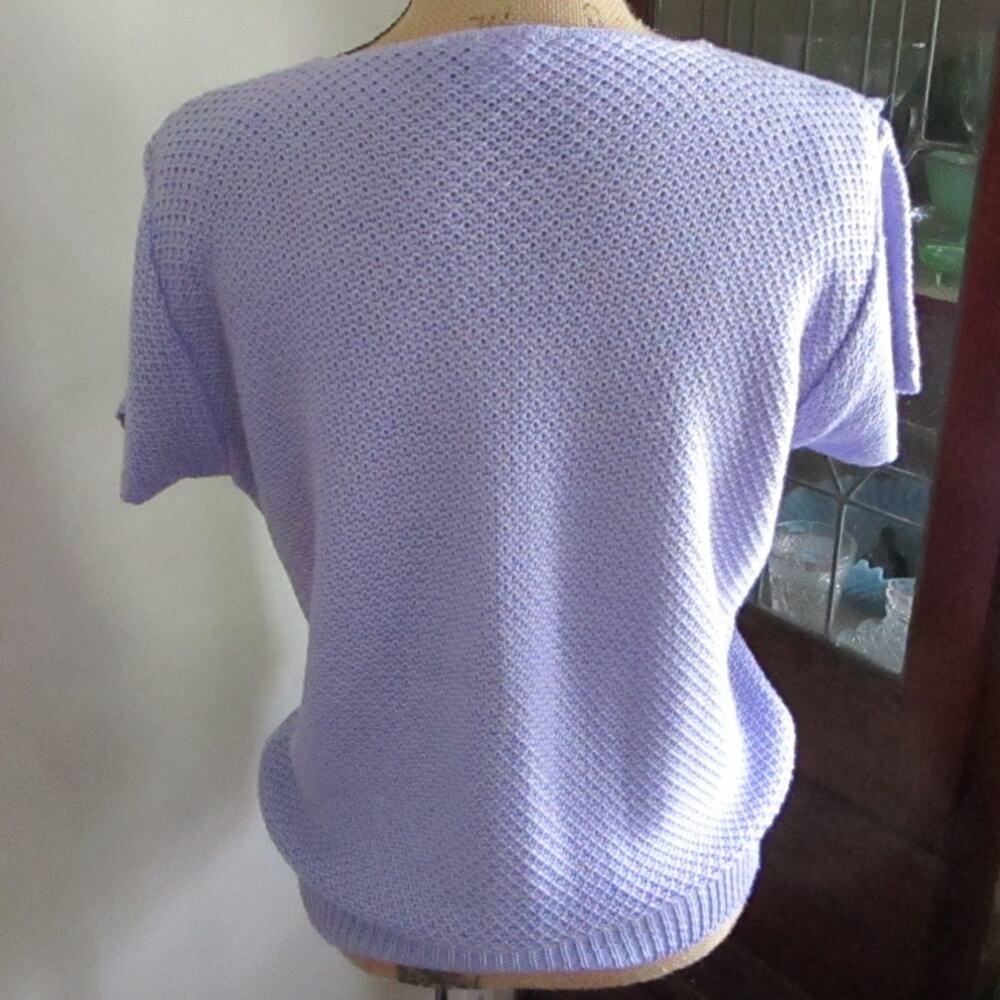 Vintage Cristin Stevens Lilac Knit Short Sleeve Sweater USA - Picture 6 of 16